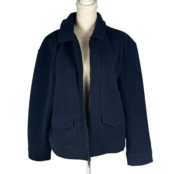 Banana Republic Melton Volume Preppy Jacket in Navy Blue Size Medium - Picture 3 of 11